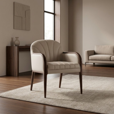 Ontwerper Witte Armstoel Luxe Houten Stoel Bekleding Meubels Stoelen Stoel