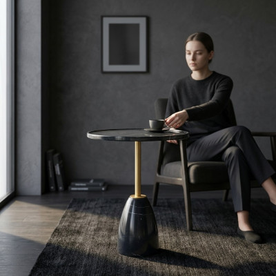 Marmer stijlvolle zwarte bijzettafel tafel luxe moderne salontafels
