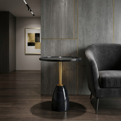 Marmer stijlvolle zwarte bijzettafel tafel luxe moderne salontafels