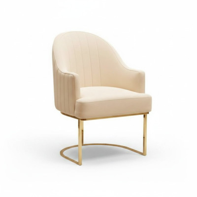 Beige eetkamerstoel, ontwerper met één zitplaats, textielmeubels, gestoffeerde stoelen