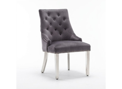Grijze eetkamer Chesterfield-stoel stoffen stoel luxueuze fauteuil met één zitplaats