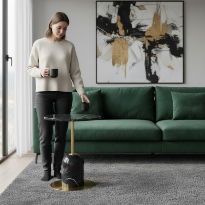 Ontwerper Zwarte salontafel Bijzettafel Woonkamer Luxe meubel Tafel