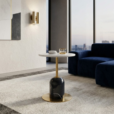 Zwart-witte metalen bijzettafel woonkamer Ronde bijzettafels tafel