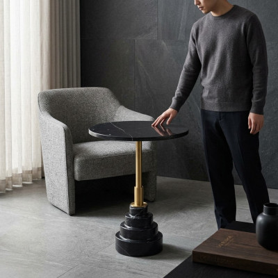 Bijzettafels Woonkamer Rond Modern Zwart Salontafel Luxe Marmeren Tafel