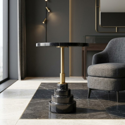 Bijzettafels Woonkamer Rond Modern Zwart Salontafel Luxe Marmeren Tafel