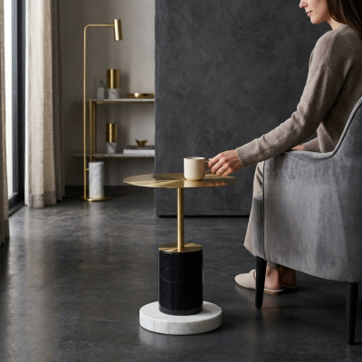 Moderne gouden marmeren bijzettafel Woonkamertafels Rond Design