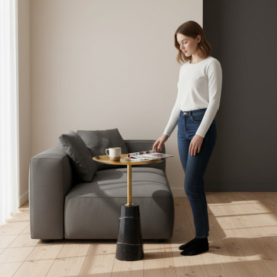 Ontwerper Zwarte Bijzettafel Marmer Meubels Luxe Woonkamer