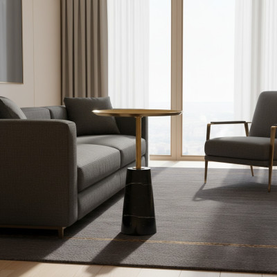 Ontwerper Zwarte Bijzettafel Marmer Meubels Luxe Woonkamer