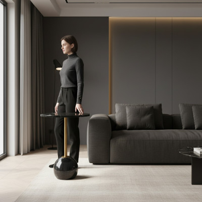 Zwartgouden bijzettafel Moderne woonkamer Marmeren salontafels