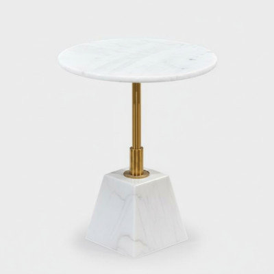 Gouden-witte bijzettafel Stijlvolle woonkamer Marmeren ronde tafels.