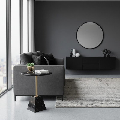 Zwarte salontafel bijzettafel ontwerptafel woonkamer