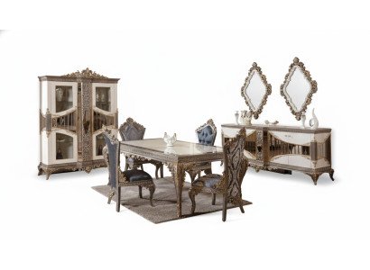 Luxe witte eetkamerset eetkamer meubels tafel stoelen spiegel