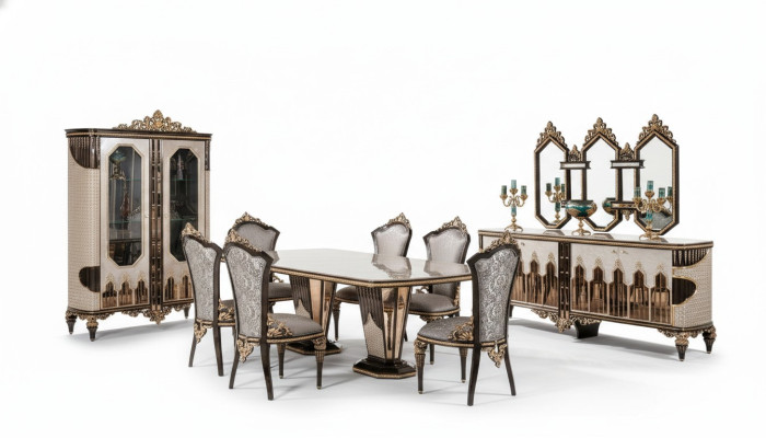 Complete klassieke eetkamergroep Luxe eetkamer Eettafel Stoelen