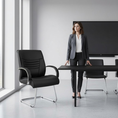 Wachtkamer Praktijk Advocatenkantoor Kantoorinrichting Lederen Stoelen Fauteuils Conferentiestoel