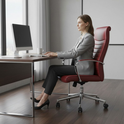 Kunstleren stoel ontwerp gestoffeerde fauteuil Rode stoelen Eetkamerstoel Bureaustoel