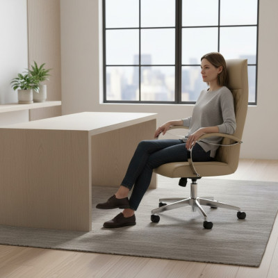 Moderne comfortabele draaistoelmeubels Beige bureaustoel Gaming stoel Nieuwe bureaustoel