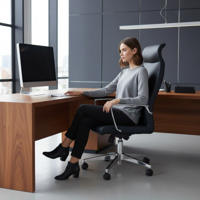 Moderne kunstlederen draaistoel zwart, bureaustoel, gamestoel, bureaustoelen.