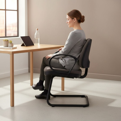 Kantoormeubelen Wachtkamer Praktijk Advocatenkantoor Stoffen stoelen Bruin Vergaderstoelen