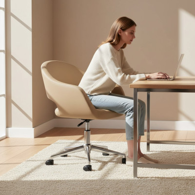 Hoogwaardige moderne bureaustoel gamingstoel Beige bureaustoel draaistoel Nieuw