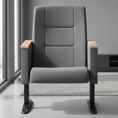 Grijze Art Deco Fauteuil Luxe 1-Zits Theaterstoel Stoffen Eenpersoons