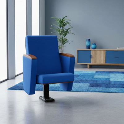 Fauteuil Art Deco Fauteuil Bankstel 1-zits voor Theater Design Luxe Blauw Textiel
