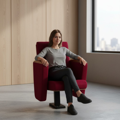 Fauteuil Art Deco Fauteuil Bankstoel 1-zits voor theater Design Luxe Rood Textiel Nieuw