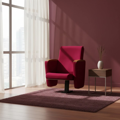 Fauteuil Art Deco Fauteuil Bankstoel 1-zits voor theater Design Luxe Rood Textiel Nieuw