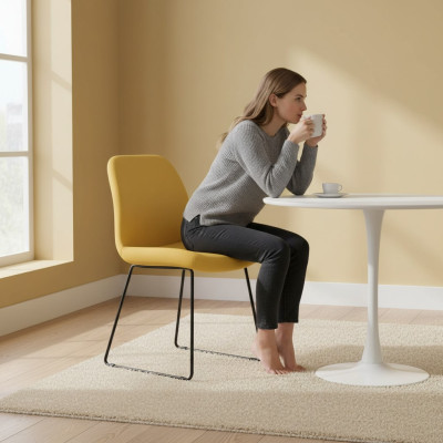 Stoelen Geel Luxe Design Gestoffeerde Stoel Kantoor Meubels Nieuw Eetkamer Textiel Meubels