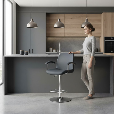 Modern grijs stoel ontwerper barkruk metaal stijlvol luxe meubels kruk