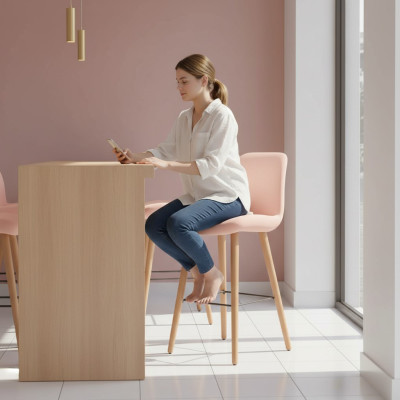 Moderne roze stoel designer barkruk hout stijlvol luxe meubels kruk nieuw