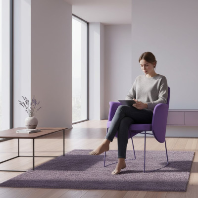 Eetkamerstoel Stoel Keukenstoel Fauteuil Zitter Stof Modern Hout Paars