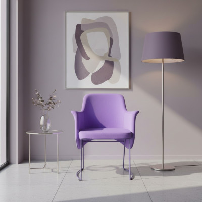 Eetkamerstoel Stoel Keukenstoel Fauteuil Zitter Stof Modern Hout Paars