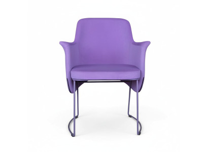 Eetkamerstoel Stoel Keukenstoel Fauteuil Zitter Stof Modern Hout Paars