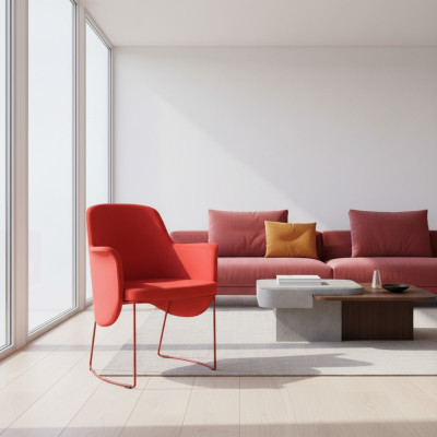 Moderne eetkamerstoel Stoel Keukenstoel Fauteuil Zits Stof Modern Hout Rood