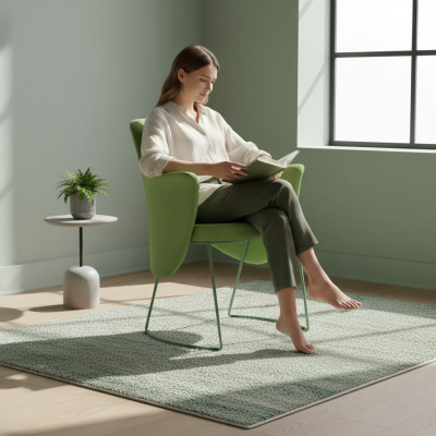 Eetkamerstoel Stoel Keukenstoel Fauteuil Zits Stof Modern Hout Groen nieuw