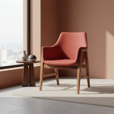 Moderne fauteuil gestoffeerde stoel Bruin-rode designstof eenzitter