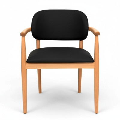 Zwarte fauteuil Designer eetkamerstoel Luxe eenzitter Houten meubels