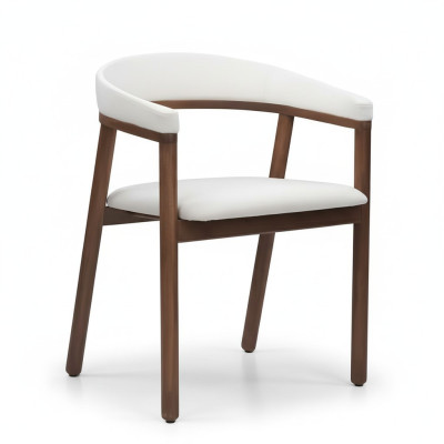 Eetkamerstoel Witte houten stoel Moderne fauteuil met armleuningen Stoelen