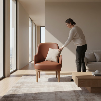Bruine woonkamer fauteuil ontwerper single luxueuze fauteuil stoelen.