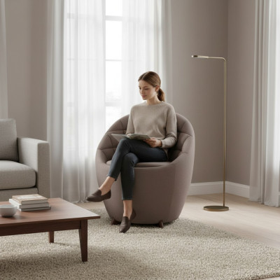 Bruine fauteuil woonkamer eenzitter designer 1-zitter houten frame