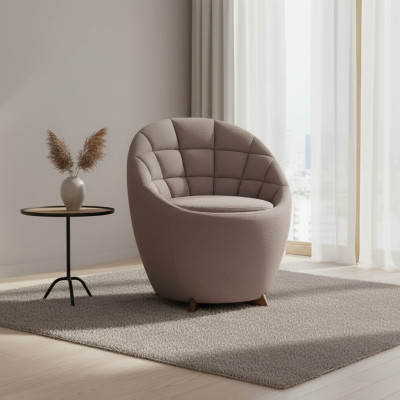 Bruine fauteuil woonkamer eenzitter designer 1-zitter houten frame