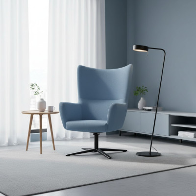 Blauwe fauteuil Ohrensessel Ontwerper 1-zits Moderne Cocktailsessel