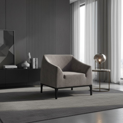 Grijze woonkamer fauteuil Gestoffeerde fauteuil Eenzitter Moderne relaxfauteuil