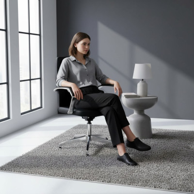 Fauteuil Leer Bekleding Draaibare Computerstoelen Meubels Kantoorstoel Chefsstoel