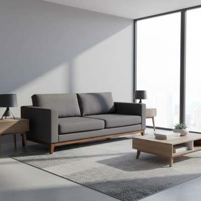 Grijze tweezitter designer 2-zitsbank woonkamer textiel gestoffeerde bank