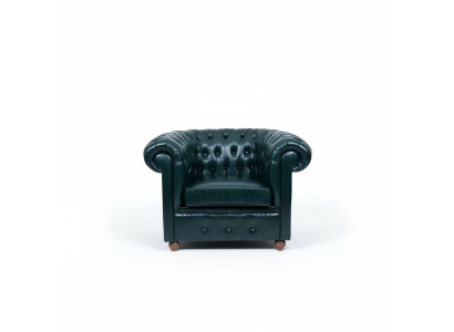 Chesterfield Donkergroene Fauteuil Lounge Woonkamer TV Eenzitter