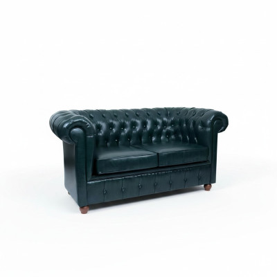 Donkerblauwe Chesterfield tweezitsbank Moderne bank met 2 zitplaatsen 2-zitsbank