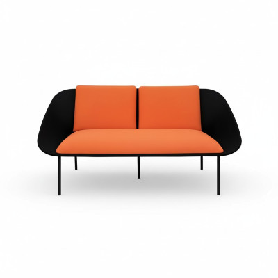 Zwarte-oranje 2-zits studeerkamer bankstel Modern bankstel Textielbanken
