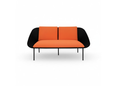 Zwarte-oranje 2-zits studeerkamer bankstel Modern bankstel Textielbanken