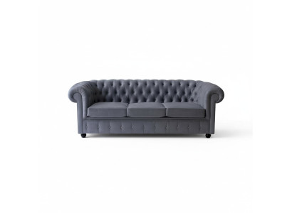 Chesterfield Grijze Driepersoons Luxe Bank Designer Woonkamer Bankstel